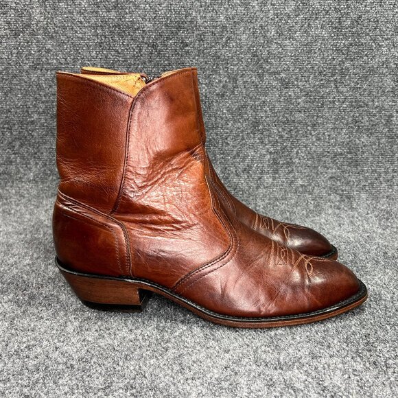 Boulet Ranch Hand Western Boots Men's Size 10 Brown Leather Zip Dress Cowboy - Picture 1 of 14